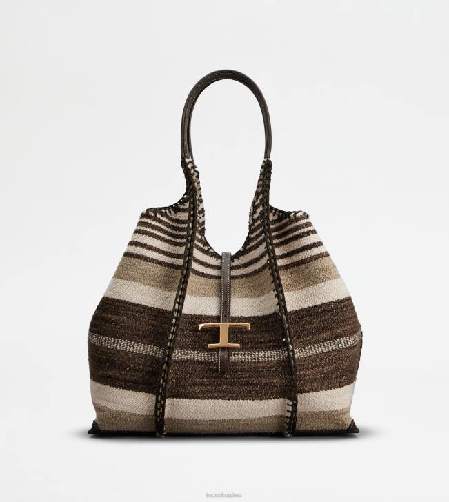 Tod's 8NXV289 hnedá ženy t nadčasová nákupná taška zo strednej látky a kože