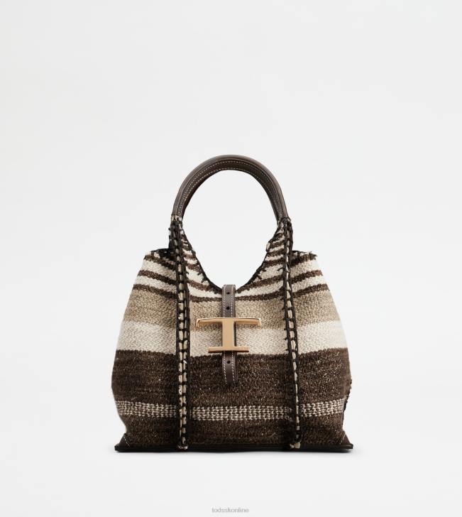 Tod's 8NXV290 hnedá ženy t nadčasová mini nákupná taška z látky a kože