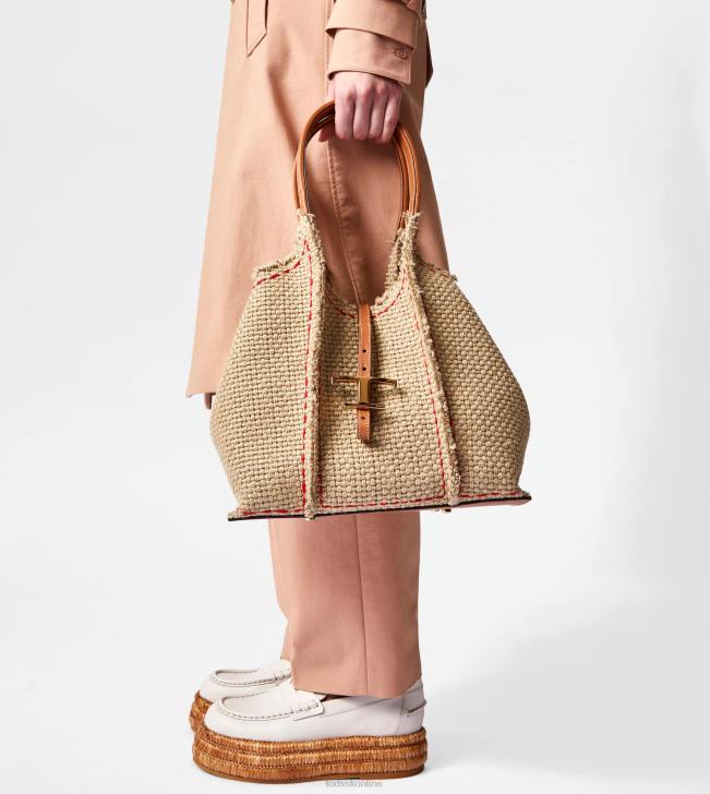 Tod\'s 8NXV291 béžová ženy t malá nadčasová nákupná taška z látky a kože