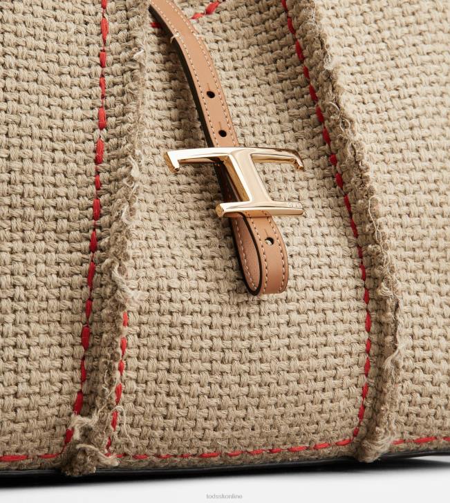 Tod\'s 8NXV291 béžová ženy t malá nadčasová nákupná taška z látky a kože