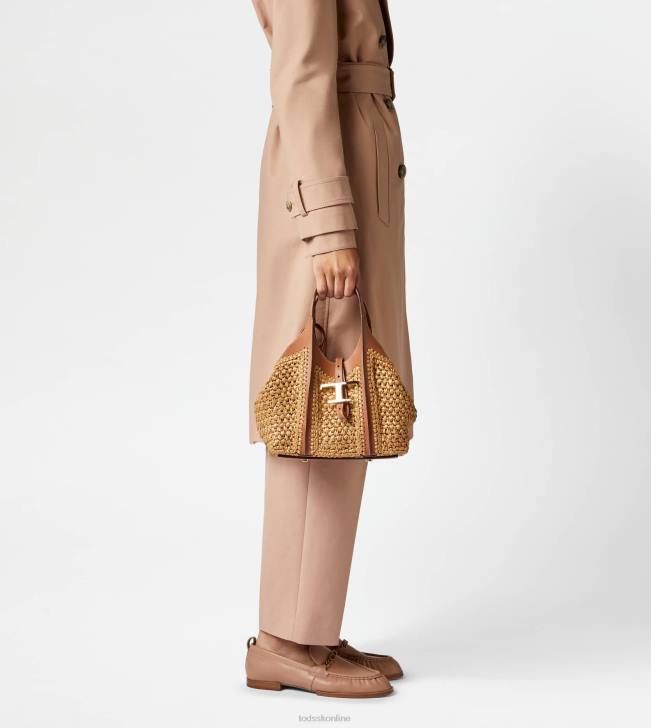 Tod\'s 8NXV293 béžová/hnedá ženy t nadčasová nákupná taška z rafie a koženej mini