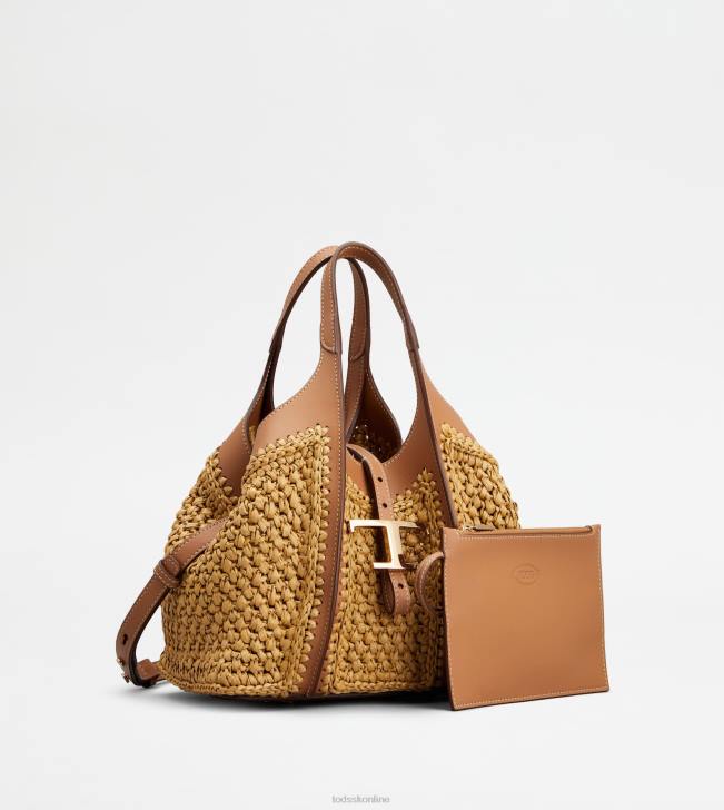 Tod\'s 8NXV293 béžová/hnedá ženy t nadčasová nákupná taška z rafie a koženej mini