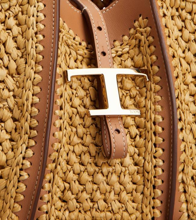 Tod\'s 8NXV293 béžová/hnedá ženy t nadčasová nákupná taška z rafie a koženej mini