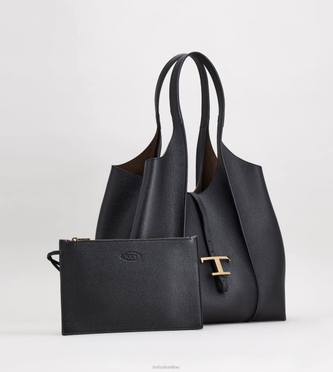Tod\'s 8NXV305 čierna ženy t nadčasová nákupná taška zo strednej kože