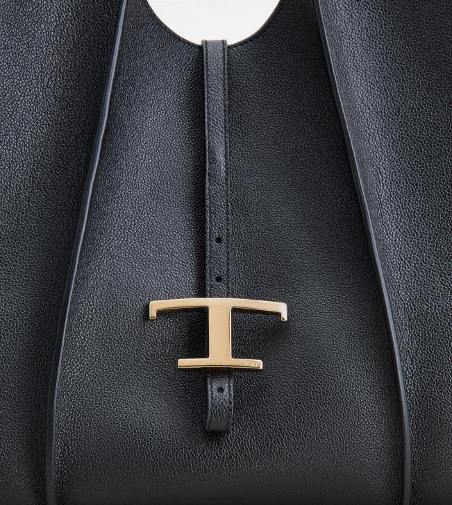 Tod\'s 8NXV305 čierna ženy t nadčasová nákupná taška zo strednej kože