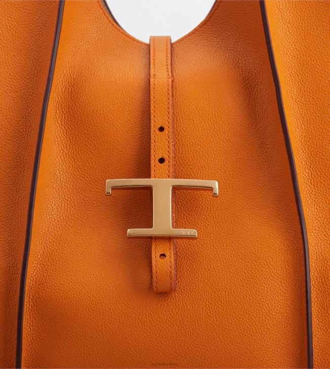 Tod\'s 8NXV306 oranžová ženy t nadčasová nákupná taška zo strednej kože