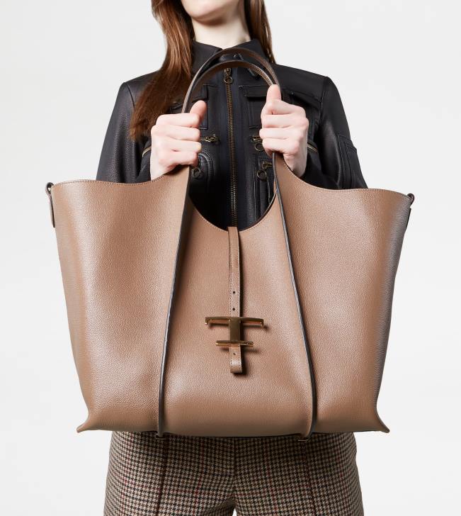 Tod\'s 8NXV329 hnedá ženy t nadčasová nákupná taška zo strednej kože