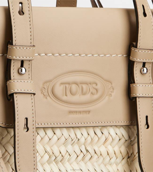 Tod\'s 8NXV332 béžová ženy malá nákupná taška zo slamy a kože
