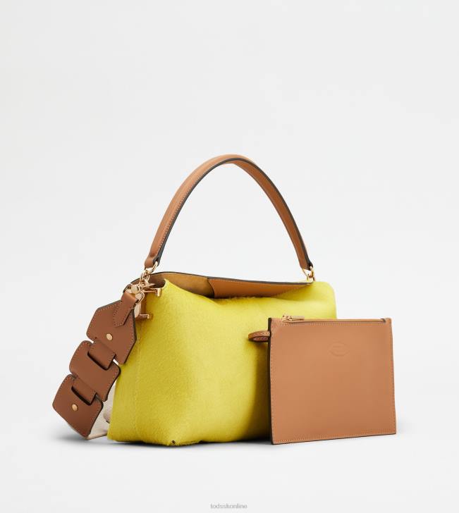 Tod\'s 8NXV424 žltá ženy taška cez rameno t puzdro z kože s efektom pony kože mini