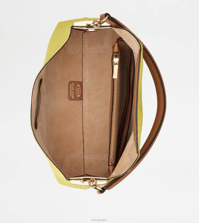 Tod\'s 8NXV424 žltá ženy taška cez rameno t puzdro z kože s efektom pony kože mini