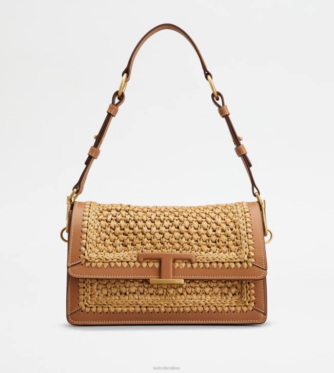 Tod's 8NXV434 béžová/hnedá ženy mini taška cez rameno z látky a kože