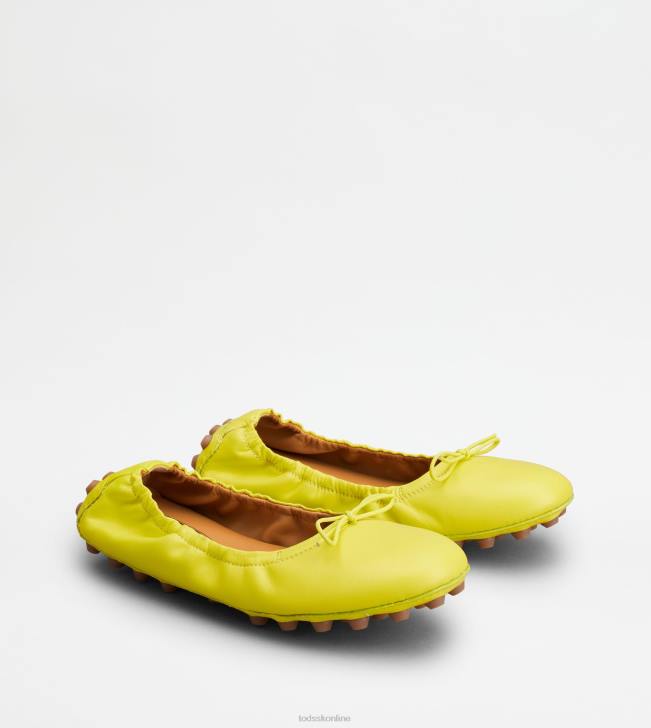 Tod\'s 8NXV184 žltá/hnedá ženy bublinkové balerínky v koži
