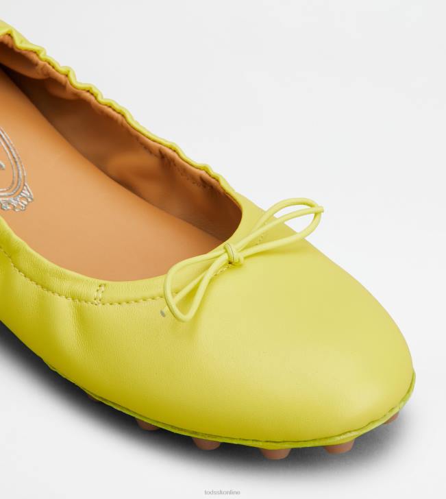 Tod\'s 8NXV184 žltá/hnedá ženy bublinkové balerínky v koži