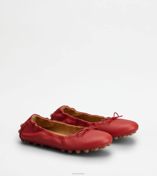 Tod\'s 8NXV187 červená/hnedá ženy bublinkové balerínky v koži