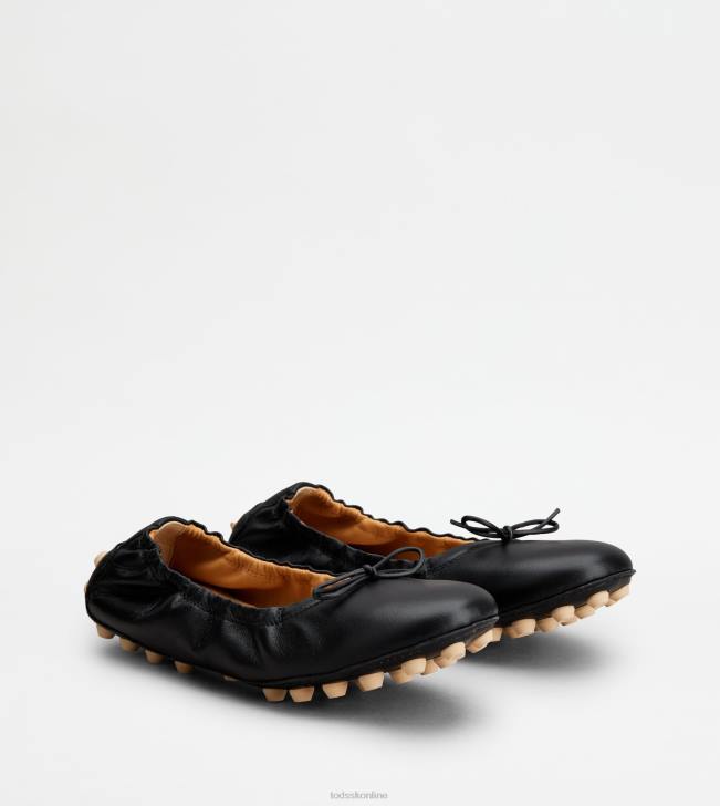 Tod\'s 8NXV189 čierna/biela ženy bublinkové balerínky v koži