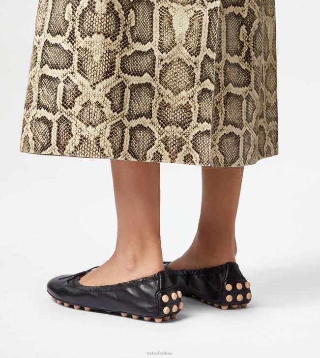 Tod\'s 8NXV189 čierna/biela ženy bublinkové balerínky v koži