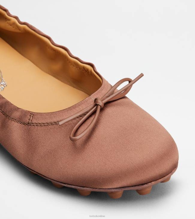 Tod\'s 8NXV192 hnedá ženy bublinkové balerínky zo saténu a kože