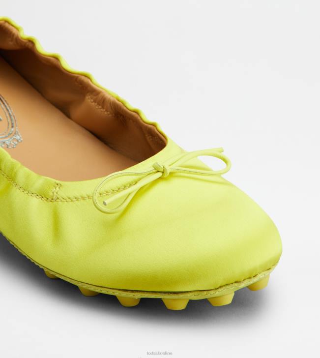 Tod\'s 8NXV193 žltá ženy bublinkové balerínky zo saténu a kože