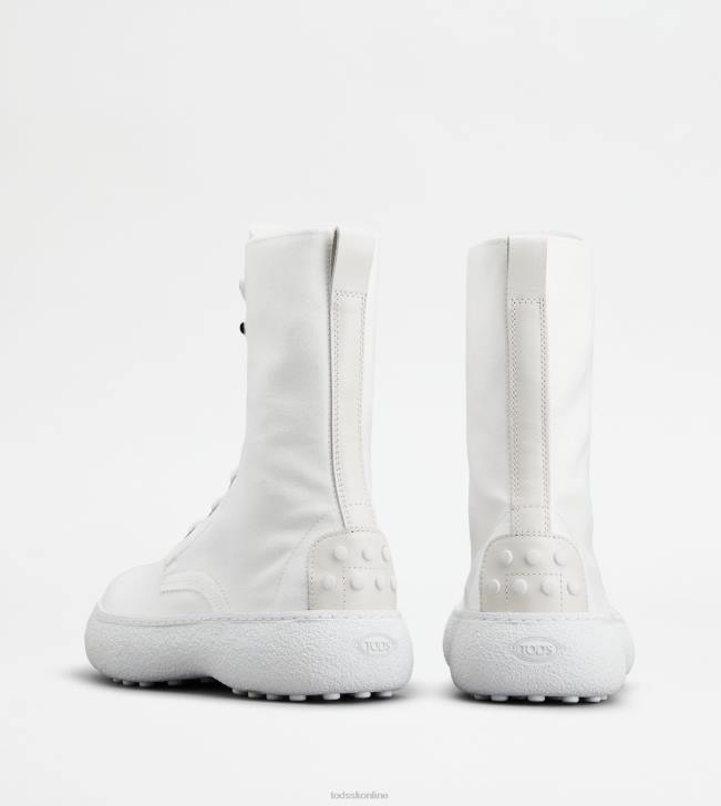 Tod\'s 8NXV152 biely ženy w. g. šnurovacie členkové čižmy z plátna a kože