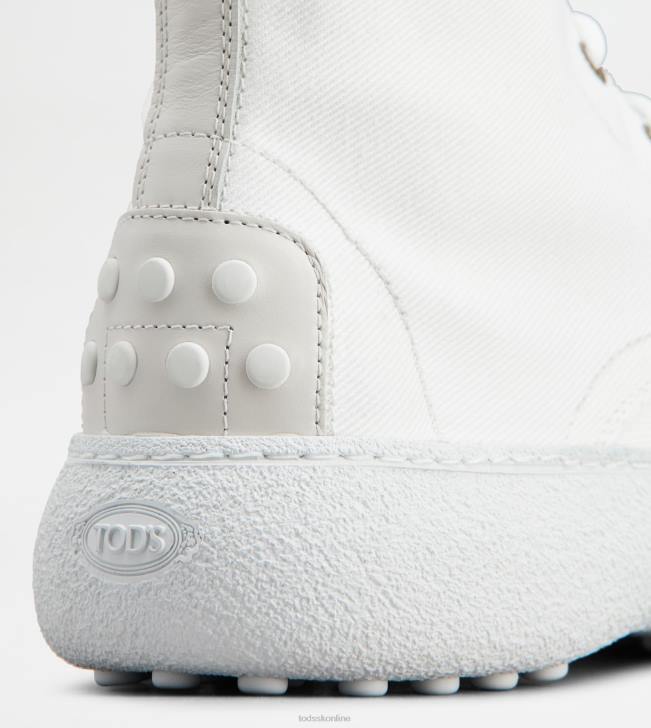 Tod\'s 8NXV152 biely ženy w. g. šnurovacie členkové čižmy z plátna a kože