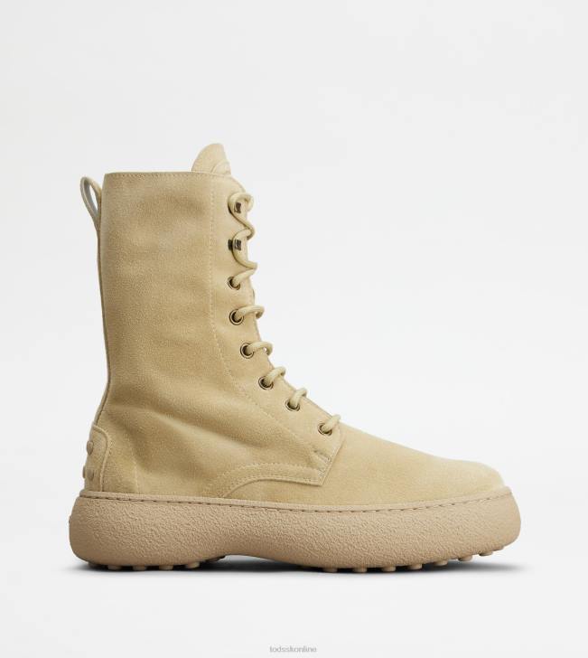 Tod's 8NXV153 béžová ženy w. g. šnurovacie členkové čižmy zo semišu