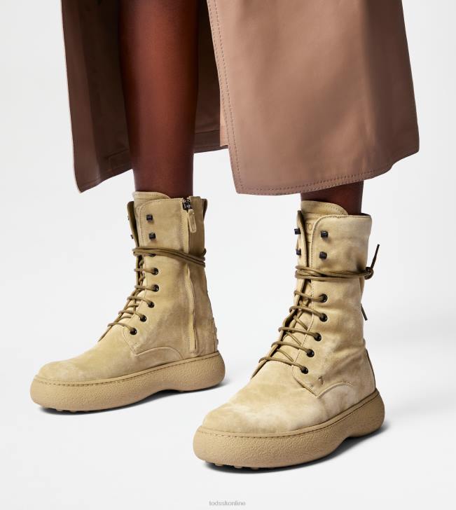 Tod\'s 8NXV153 béžová ženy w. g. šnurovacie členkové čižmy zo semišu