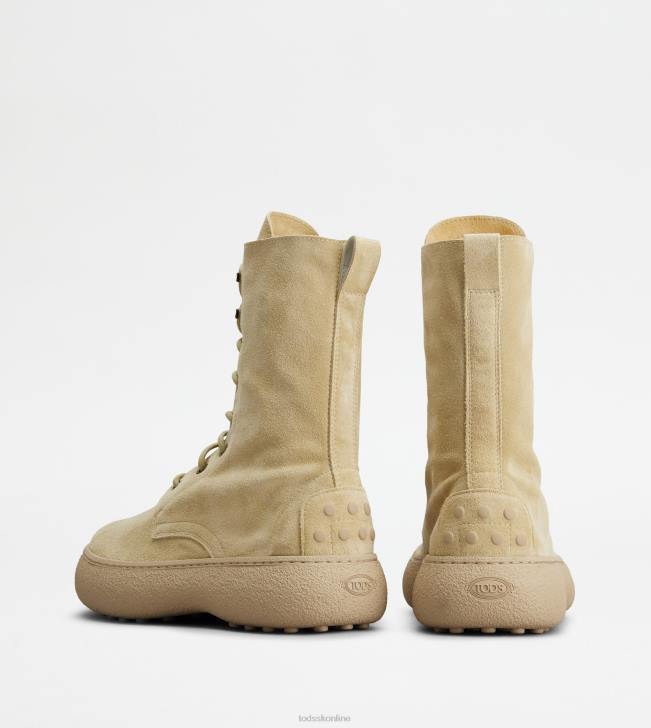 Tod\'s 8NXV153 béžová ženy w. g. šnurovacie členkové čižmy zo semišu