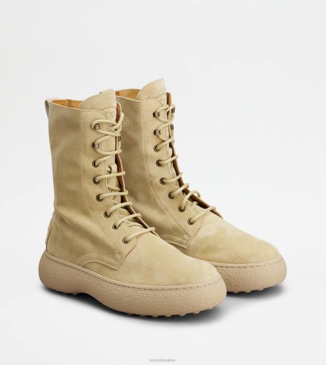 Tod\'s 8NXV153 béžová ženy w. g. šnurovacie členkové čižmy zo semišu