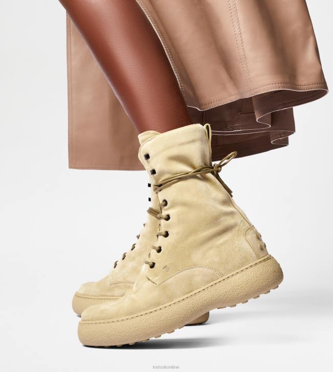 Tod\'s 8NXV153 béžová ženy w. g. šnurovacie členkové čižmy zo semišu
