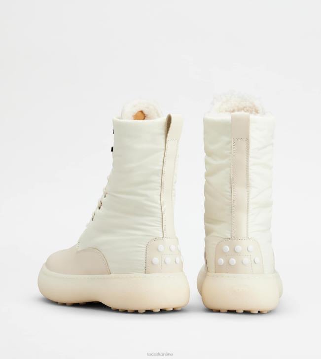 Tod\'s 8NXV154 biely ženy w. g. šnurovacie členkové čižmy z kože a látky
