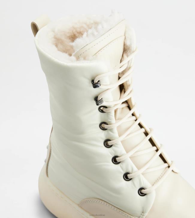 Tod\'s 8NXV154 biely ženy w. g. šnurovacie členkové čižmy z kože a látky