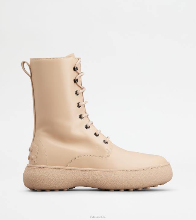 Tod's 8NXV155 béžová ženy w. g. šnurovacie členkové čižmy z kože