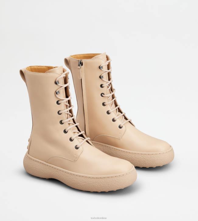 Tod\'s 8NXV155 béžová ženy w. g. šnurovacie členkové čižmy z kože
