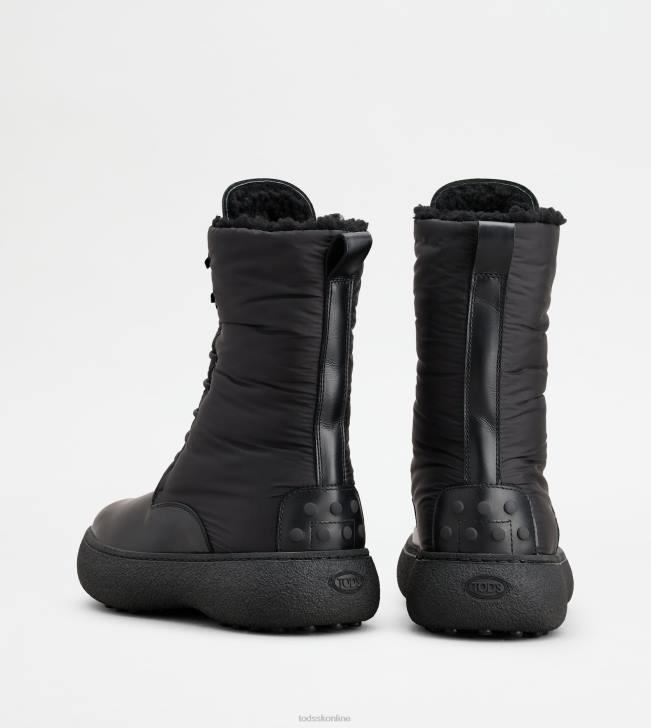 Tod\'s 8NXV156 čierna ženy w. g. šnurovacie členkové čižmy z kože a látky