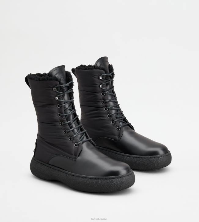 Tod\'s 8NXV156 čierna ženy w. g. šnurovacie členkové čižmy z kože a látky