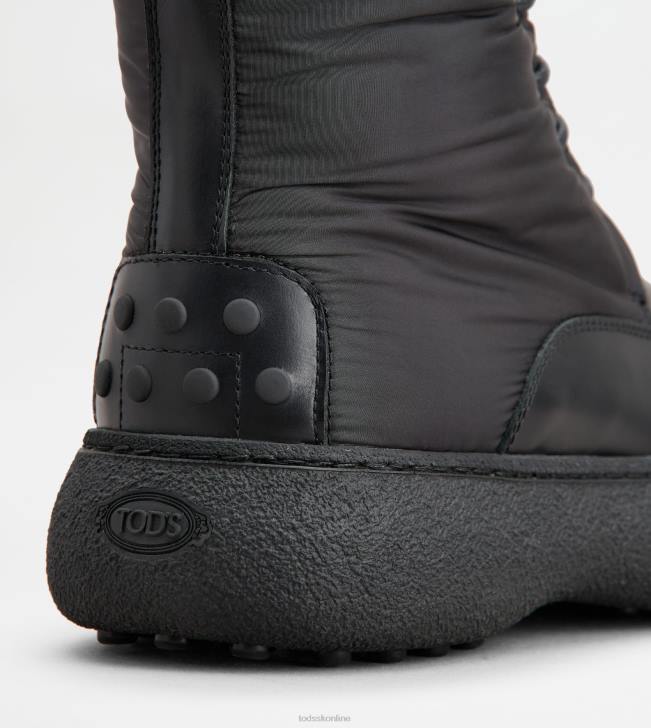 Tod\'s 8NXV156 čierna ženy w. g. šnurovacie členkové čižmy z kože a látky