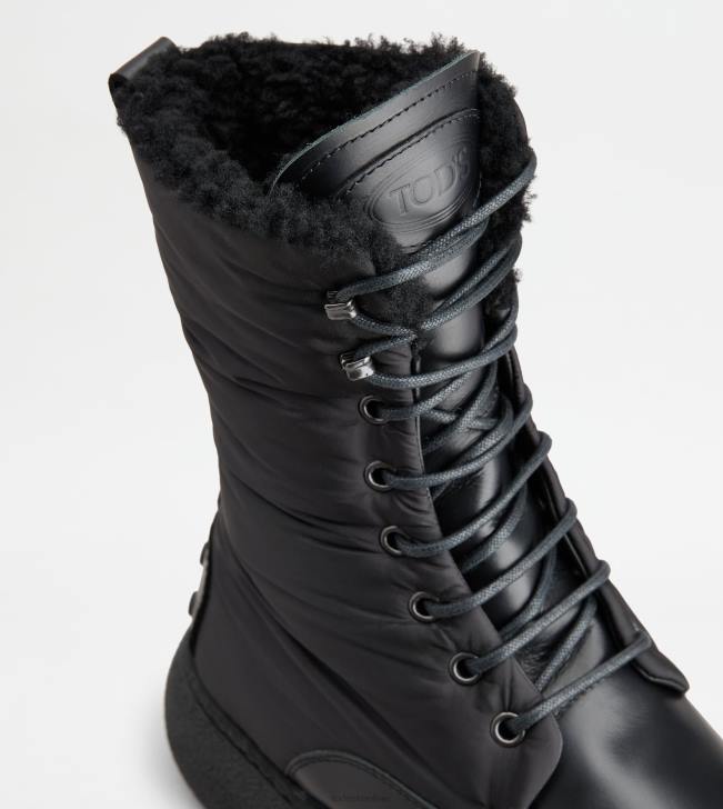 Tod\'s 8NXV156 čierna ženy w. g. šnurovacie členkové čižmy z kože a látky