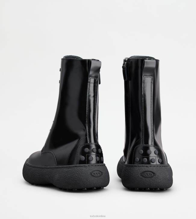 Tod\'s 8NXV157 čierna ženy w. g. šnurovacie členkové čižmy z kože