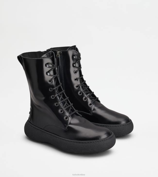 Tod\'s 8NXV157 čierna ženy w. g. šnurovacie členkové čižmy z kože