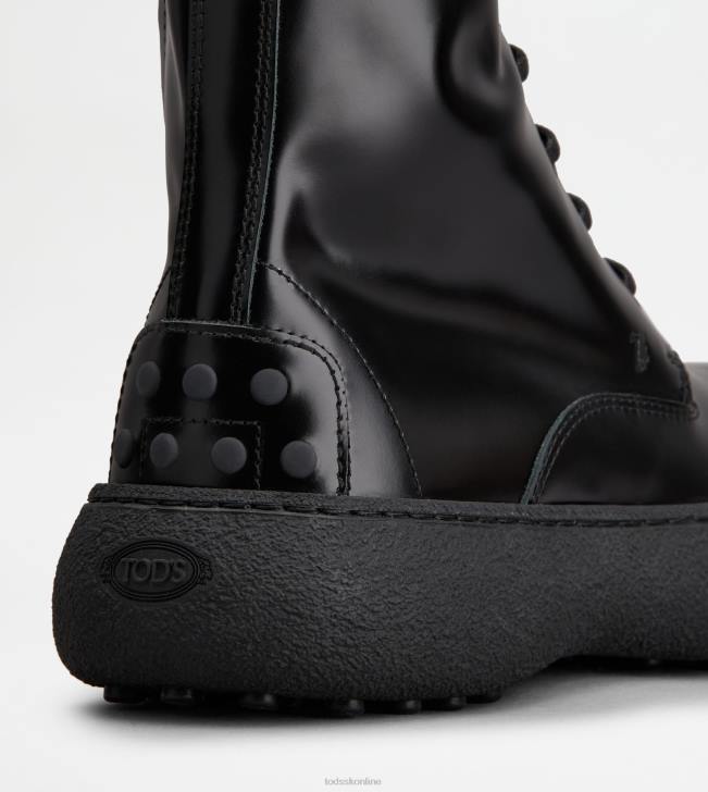 Tod\'s 8NXV157 čierna ženy w. g. šnurovacie členkové čižmy z kože