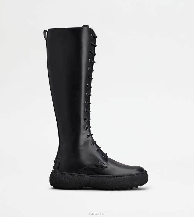 Tod's 8NXV159 čierna ženy w. g. šnurovacie čižmy z kože