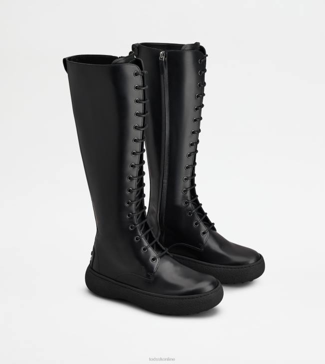 Tod\'s 8NXV159 čierna ženy w. g. šnurovacie čižmy z kože