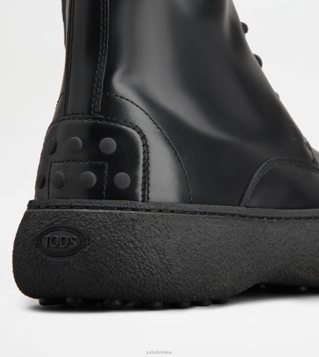 Tod\'s 8NXV159 čierna ženy w. g. šnurovacie čižmy z kože