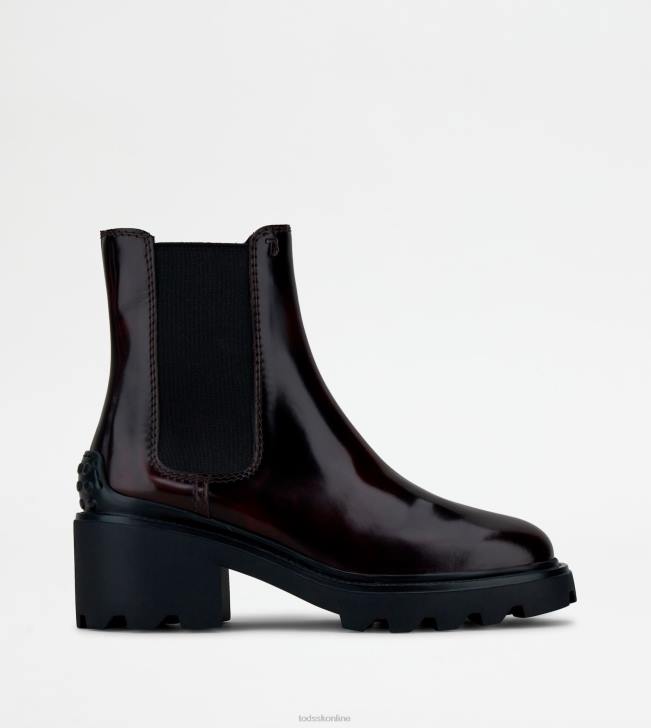 Tod's 8NXV166 bordová ženy členkové čižmy z kože