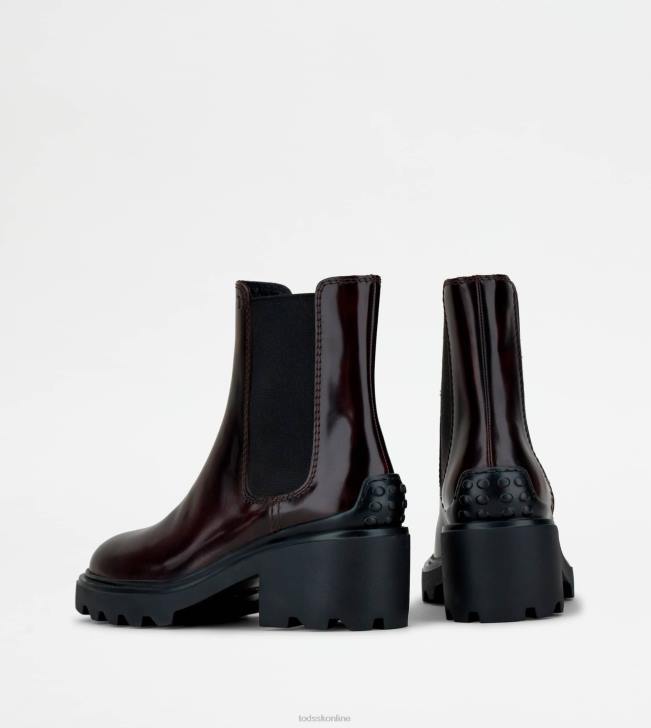 Tod\'s 8NXV166 bordová ženy členkové čižmy z kože