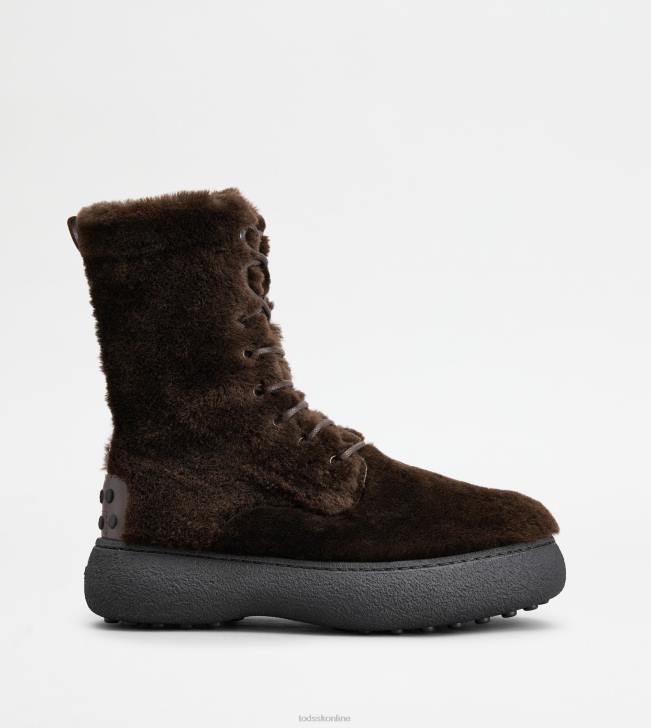 Tod's 8NXV172 hnedá ženy w. g. šnurovacie členkové čižmy z ovčej kože