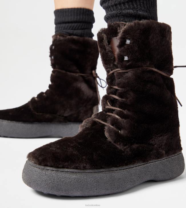 Tod\'s 8NXV172 hnedá ženy w. g. šnurovacie členkové čižmy z ovčej kože