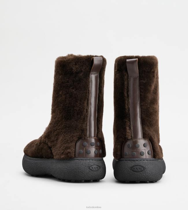 Tod\'s 8NXV172 hnedá ženy w. g. šnurovacie členkové čižmy z ovčej kože