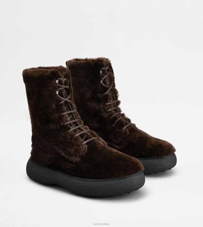 Tod\'s 8NXV172 hnedá ženy w. g. šnurovacie členkové čižmy z ovčej kože