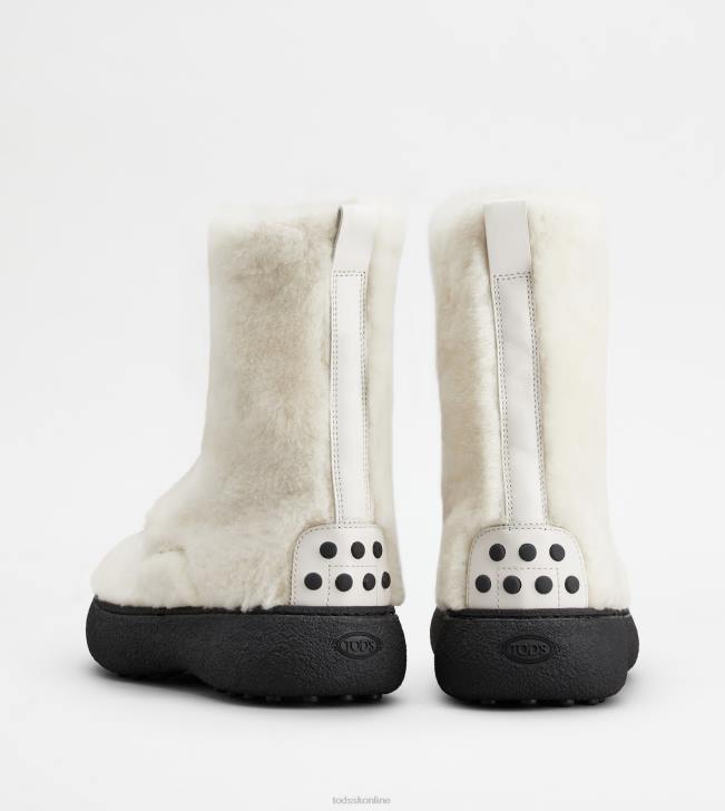 Tod\'s 8NXV173 biely ženy w. g. šnurovacie členkové čižmy z ovčej kože